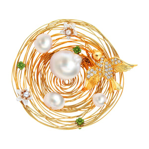 Bird Nest Brooch Jewelry VINTY