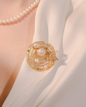Bird Nest Brooch Jewelry VINTY
