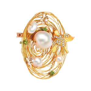 Bird Nest Brooch Jewelry VINTY