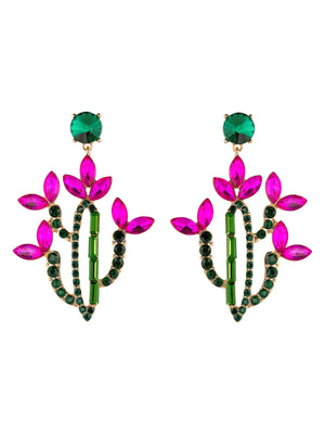 Crystal Cactus in Bloom Dangle Earrings earrings Vinty Jewelry