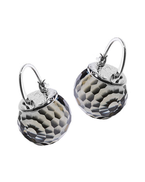 Elegant Austrian Crystal Ball Earrings in Silver Jewelry VINTY Black Diamond