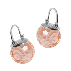 Elegant Austrian Crystal Ball Earrings in Silver Jewelry VINTY Morganite