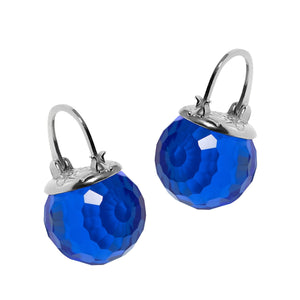 Elegant Austrian Crystal Ball Earrings in Silver Jewelry VINTY Royal Blue