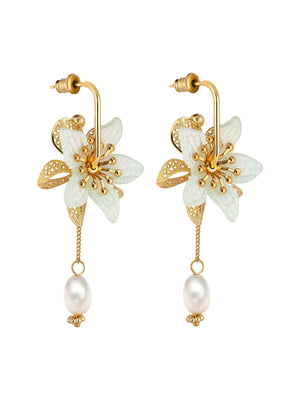 Flower Earrings With Pearls earrings Vinty Jewelry