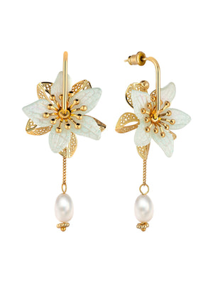 Flower Earrings With Pearls earrings Vinty Jewelry