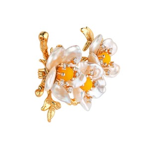 Freshwater Pearl Flower Brooch BROOCH VINTY