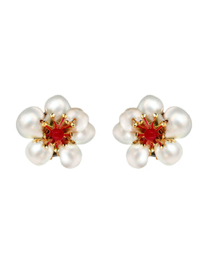 Freshwater Pearl Flower Earrings earrings Vinty Jewelry