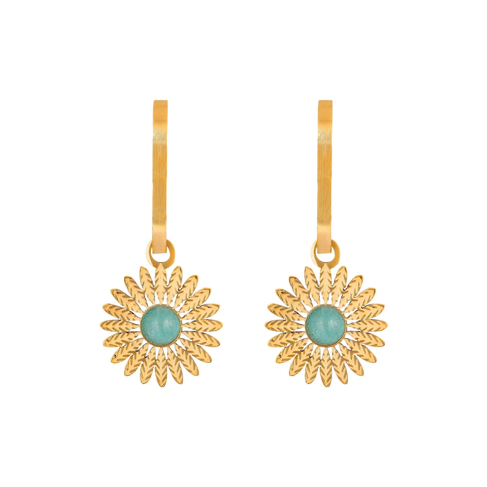 Gold Dangling Sunflower Earrings earrings Vinty Jewelry 
