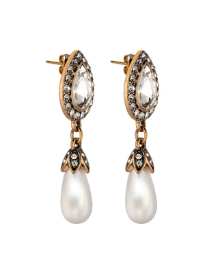 Sparkling Pearl Dangle Earrings earrings vintyjewelry