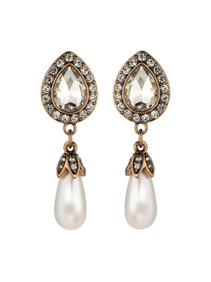 Sparkling Pearl Dangle Earrings earrings vintyjewelry