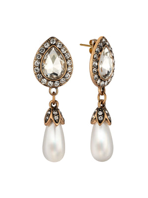 Sparkling Pearl Dangle Earrings earrings vintyjewelry