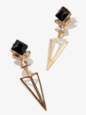 Art Deco Style Black and Gold Geometric Earrings Vinty Jewelry 