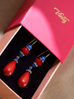 Art Deco Style Earrings With Red Stones earrings Vinty Jewelry