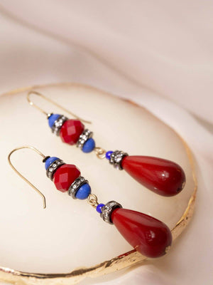 Art Deco Style Earrings With Red Stones earrings Vinty Jewelry