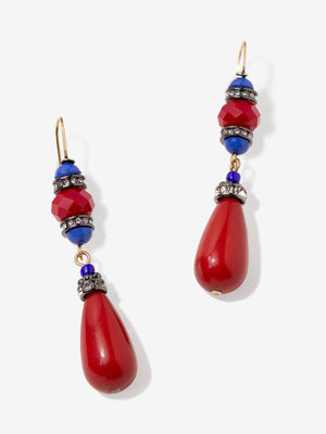 Art Deco Style Earrings With Red Stones earrings Vinty Jewelry