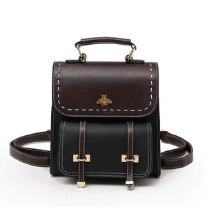 Bumblebee Leather Backpack bag Vinty Jewelry black