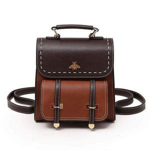 Bumblebee Leather Backpack bag Vinty Jewelry brown