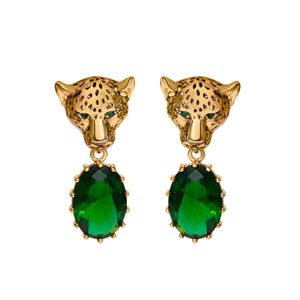 Cheetah Earrings With Red CZ Stones earrings Vinty Jewelry