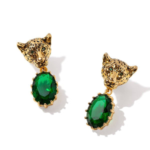 Cheetah Earrings With Sparkly CZ Stones earrings Vinty Jewelry
