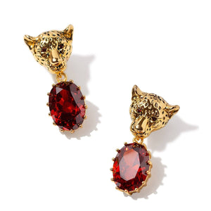 Cheetah Earrings With Sparkly CZ Stones earrings Vinty Jewelry