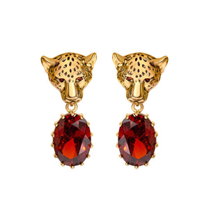Cheetah Earrings With Sparkly CZ Stones earrings Vinty Jewelry