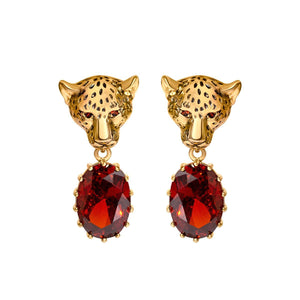 Cheetah Earrings With Sparkly CZ Stones earrings Vinty Jewelry 