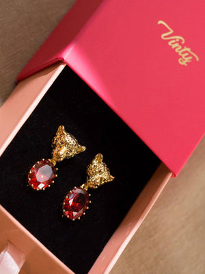 Cheetah Earrings With Sparkly CZ Stones earrings Vinty Jewelry