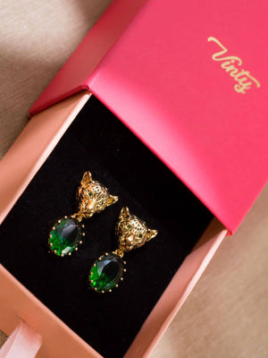 Cheetah Earrings With Sparkly CZ Stones earrings Vinty Jewelry