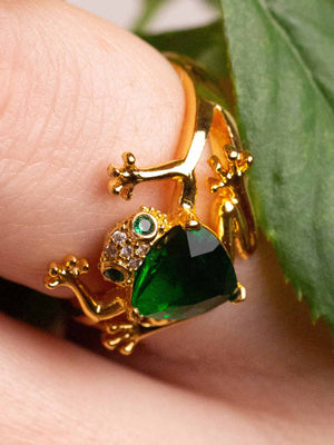 Frog Ring With Emerald Stone Vinty Jewelry