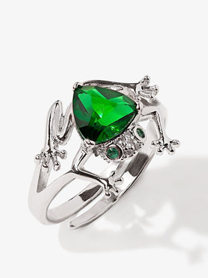 Frog Ring With Emerald Stone Vinty Jewelry