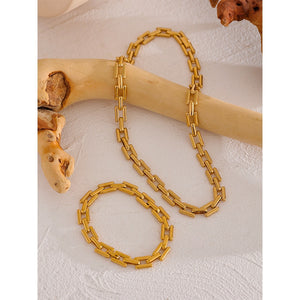 Gold Square Cuban Link Necklace necklace Vinty Jewelry