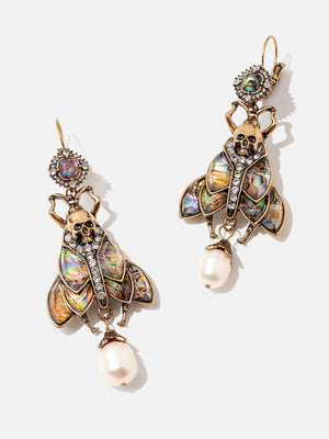 Moth Earrings With Dangling Pearls Earrings Vinty Jewelry