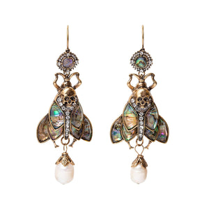 Moth Earrings With Dangling Pearls Earrings Vinty Jewelry 