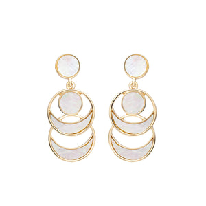 Mother of Pearl Crescent Moon Dangle Earrings earrings Vinty Jewelry 