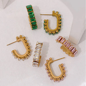 Rectangular CZ Drop Earrings earrings Vinty Jewelry