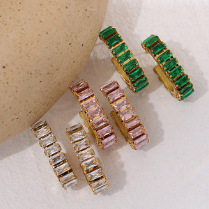 Rectangular CZ Drop Earrings earrings Vinty Jewelry
