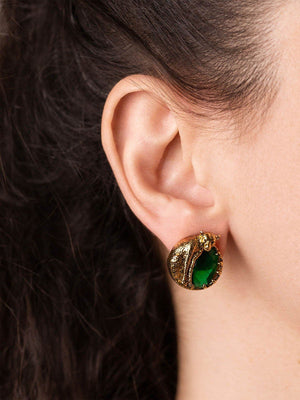 Round Cheetah Earrings With CZ Stones Vinty Jewelry