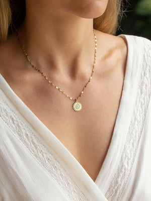 Sunflower Pendant Flat Chain Necklace necklace Vinty Jewelry