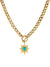 18k Gold Chain Necklace With Turquoise Stone Sun Pendant necklace Vinty Jewelry 