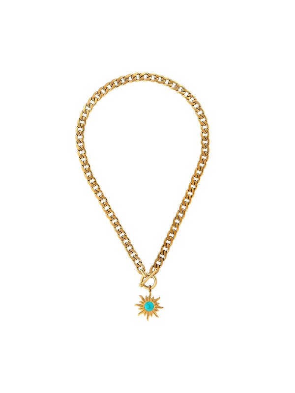 14K Solid Gold Shaker Turquoise Necklace – J&CO Jewellery