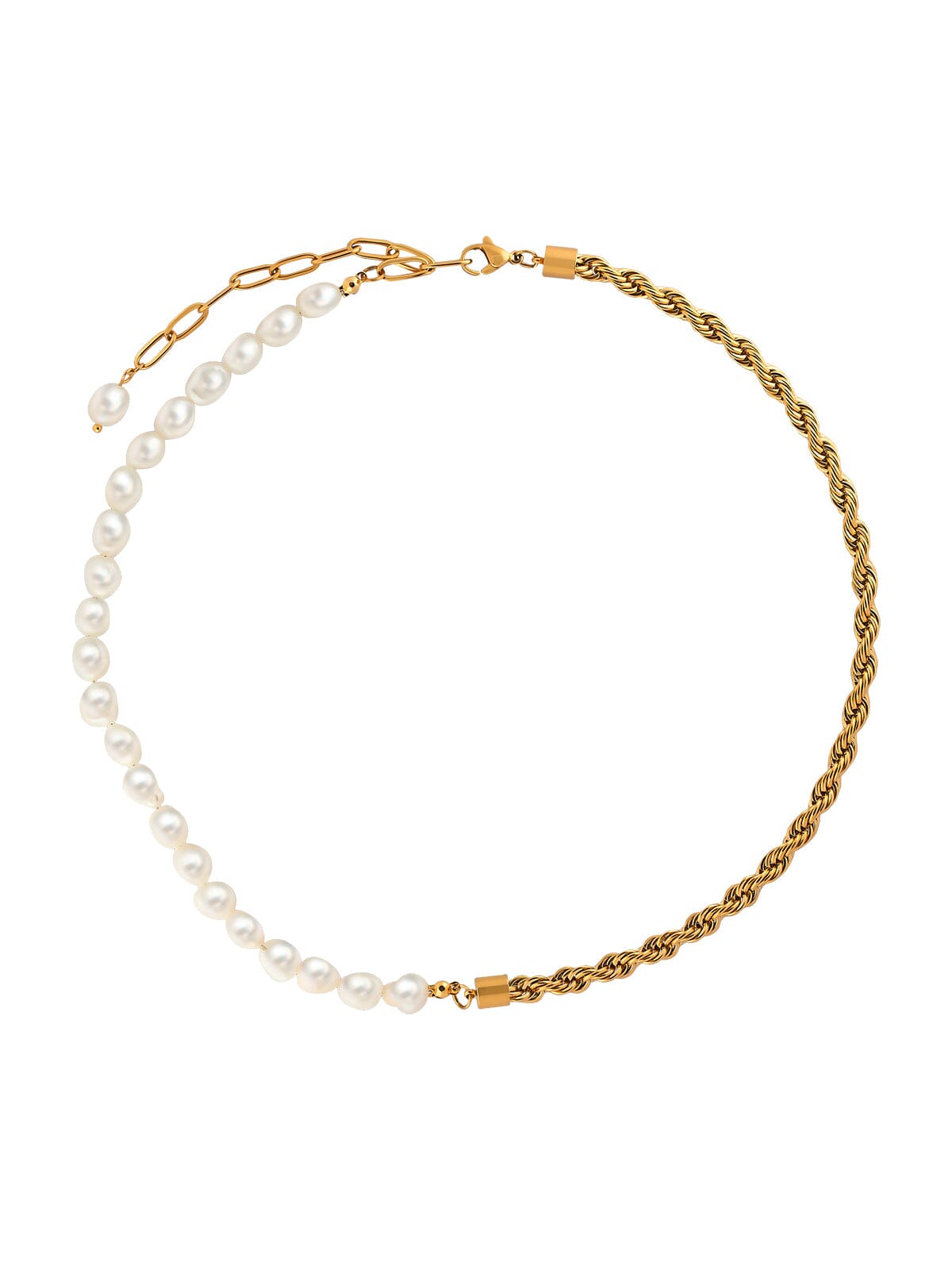 18k Gold Plated Rope Chain Pearl Necklace necklace Vinty Jewelry 