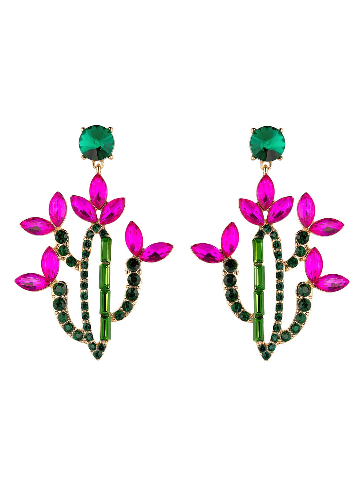 Crystal Cactus in Bloom Dangle Earrings earrings Vinty Jewelry 