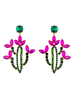 Crystal Cactus in Bloom Dangle Earrings earrings Vinty Jewelry 