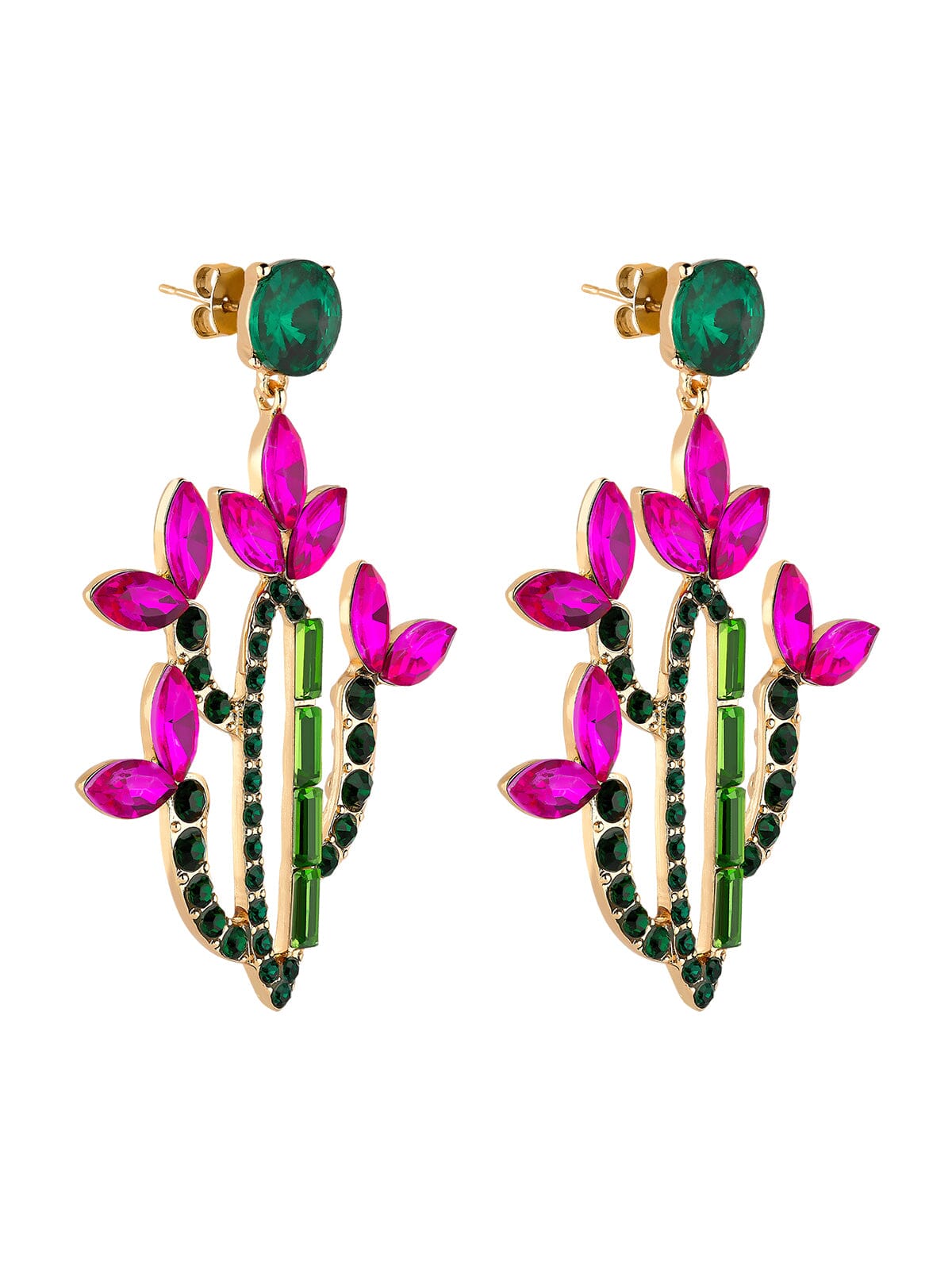 Crystal Cactus in Bloom Dangle Earrings earrings Vinty Jewelry 