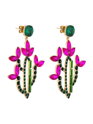 Crystal Cactus in Bloom Dangle Earrings earrings Vinty Jewelry 