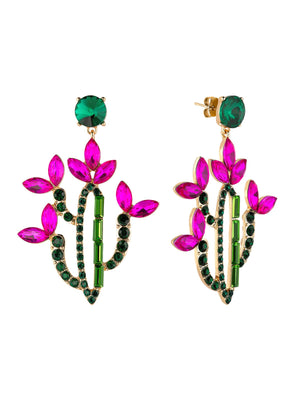 Crystal Cactus in Bloom Dangle Earrings earrings Vinty Jewelry 