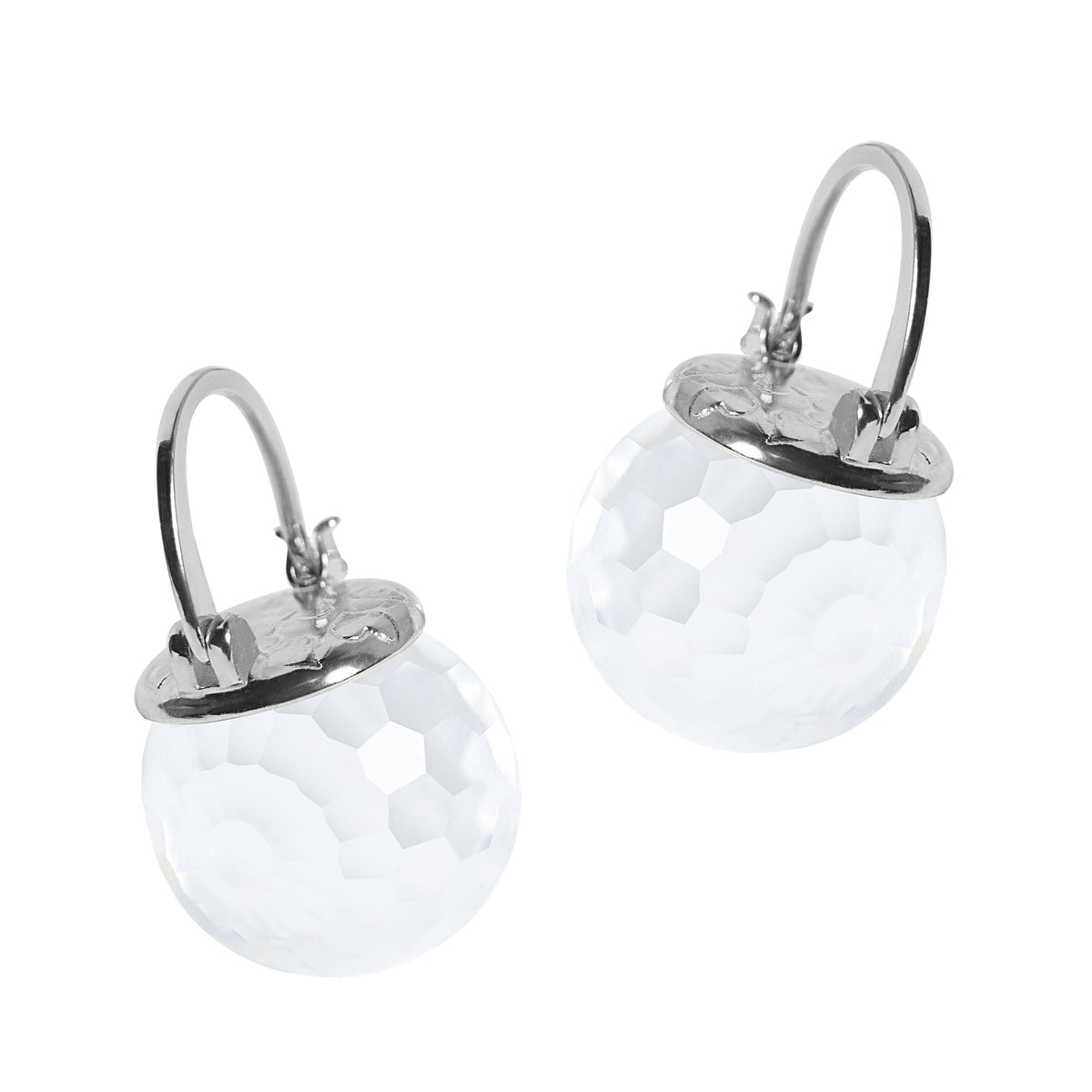 Elegant Austrian Crystal Ball Earrings in Silver Jewelry VINTY Clear 
