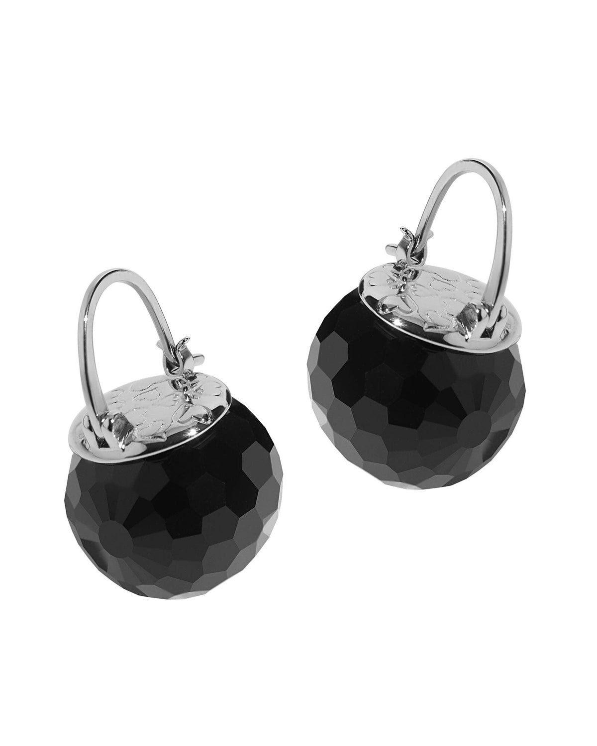 Elegant Austrian Crystal Ball Earrings in Silver Jewelry VINTY Onyx 