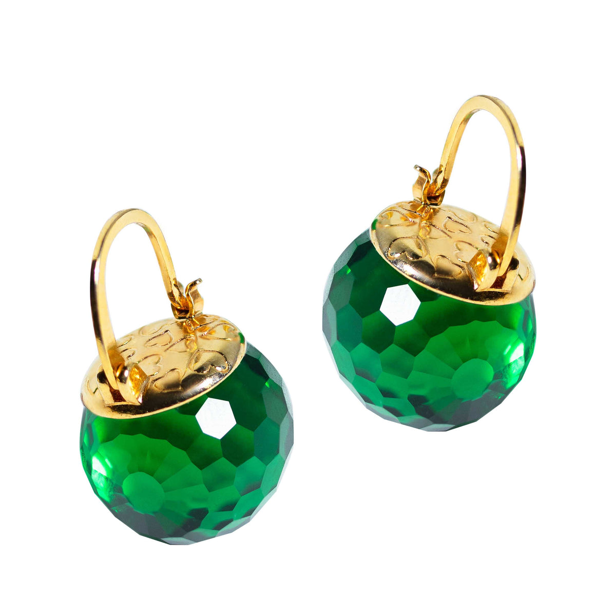 Elegant Austrian Crystal Earrings Earrings Vinty Jewelry Emerald Green 