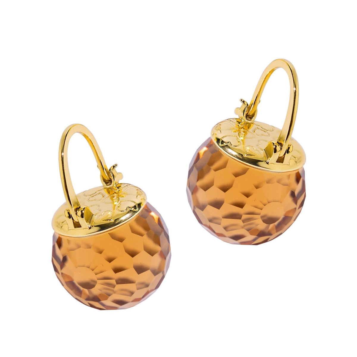 Elegant Austrian Crystal Earrings Earrings Vinty Jewelry Golden Topaz 